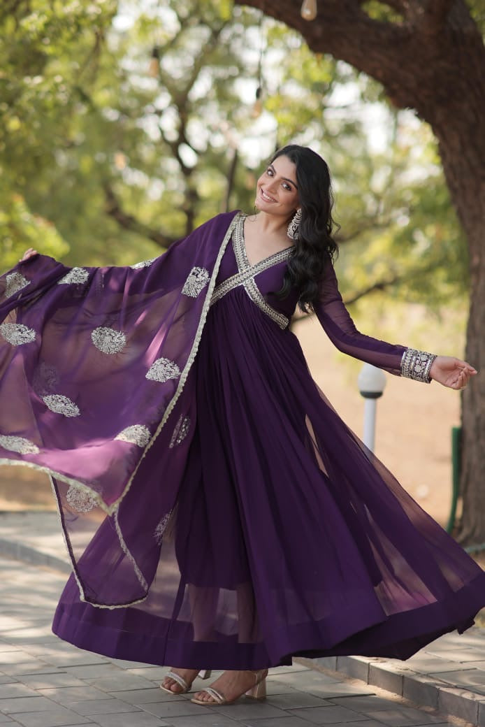 Alia cut gown with dupatta