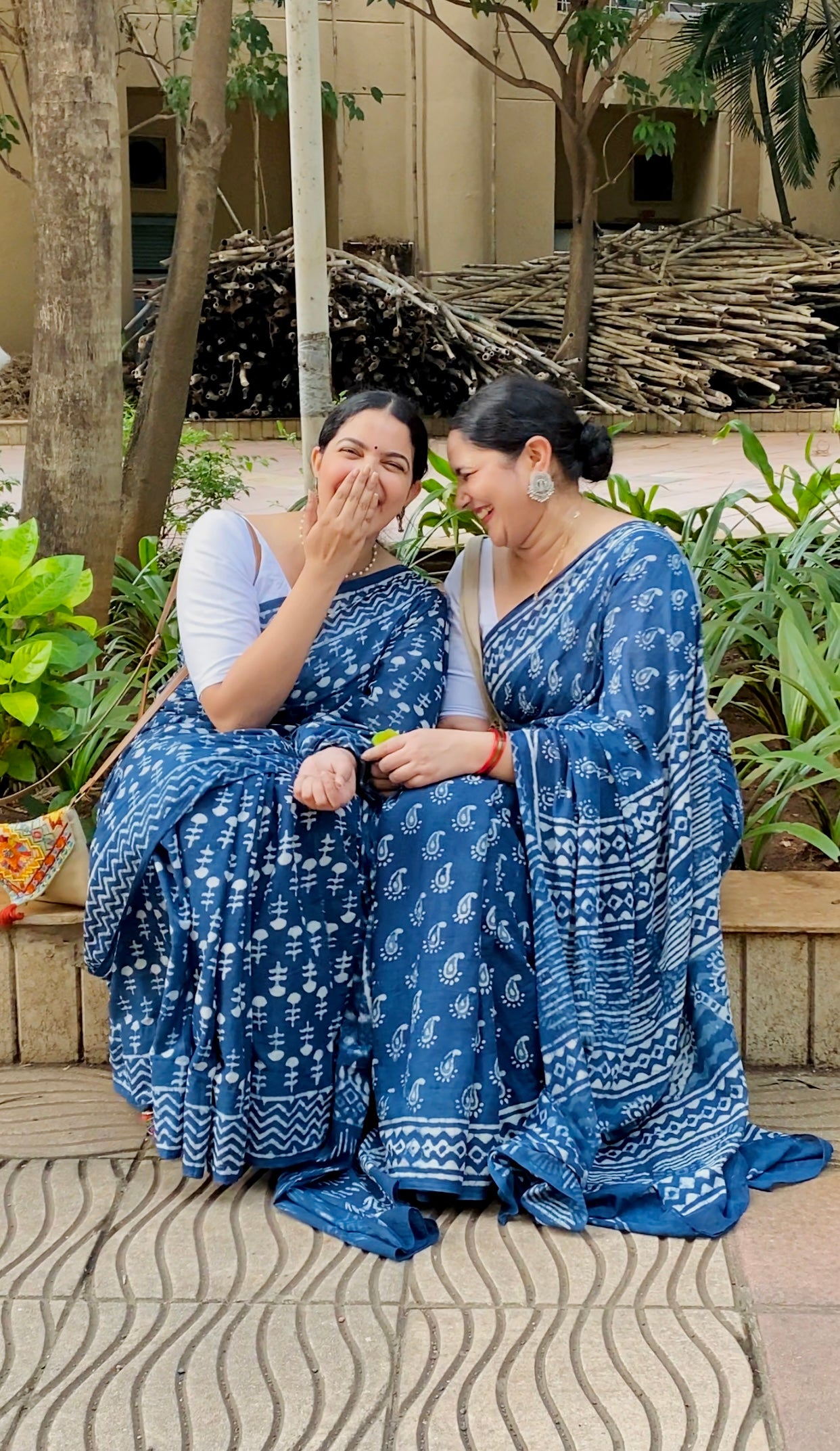 Indigo Elegance - Hand Block Printed Saree