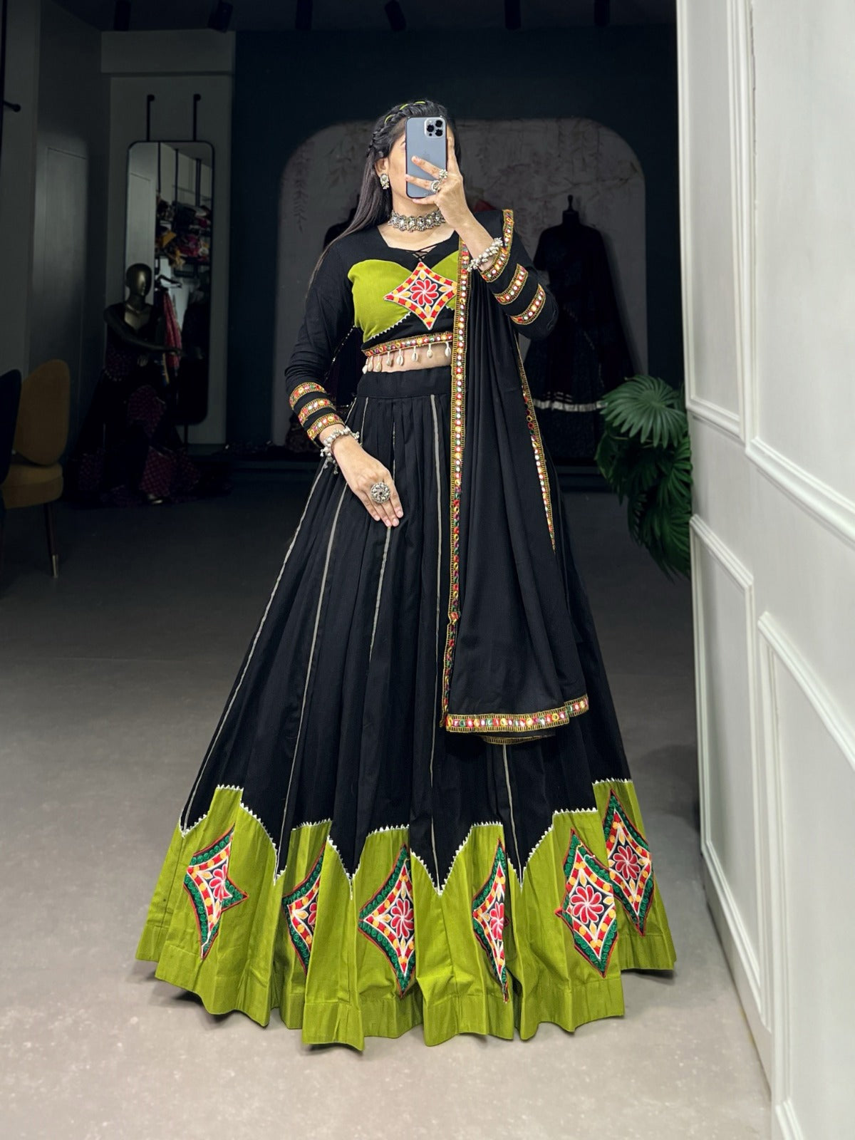 Navratri Gamthi patchwork Lehenga Choli
