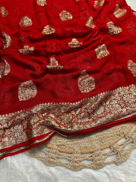 Viscose Georgette Weaving Butta Saree